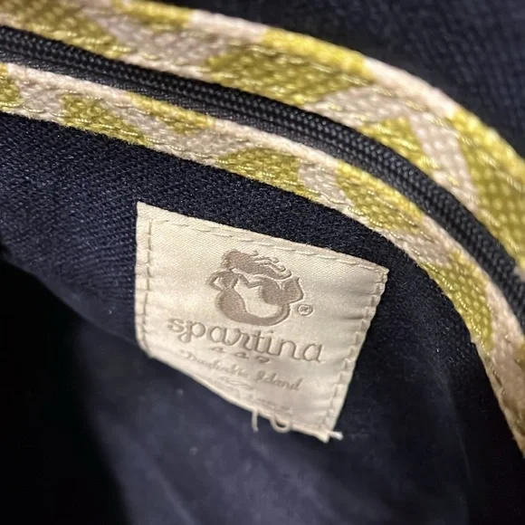 LNWOT Spartina 449 Heyward Alljoy Satchel w/linen side panels & interior. - Picture 6 of 11